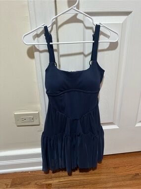Women’s Navy Blue Athletic Dress with Tiered Skirt